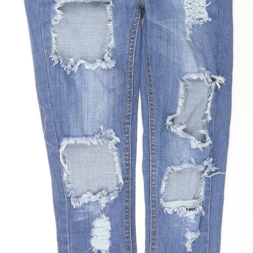 R&S Womens Blue Cotton Skinny Jeans Size 10 L26 in Regular Zip
