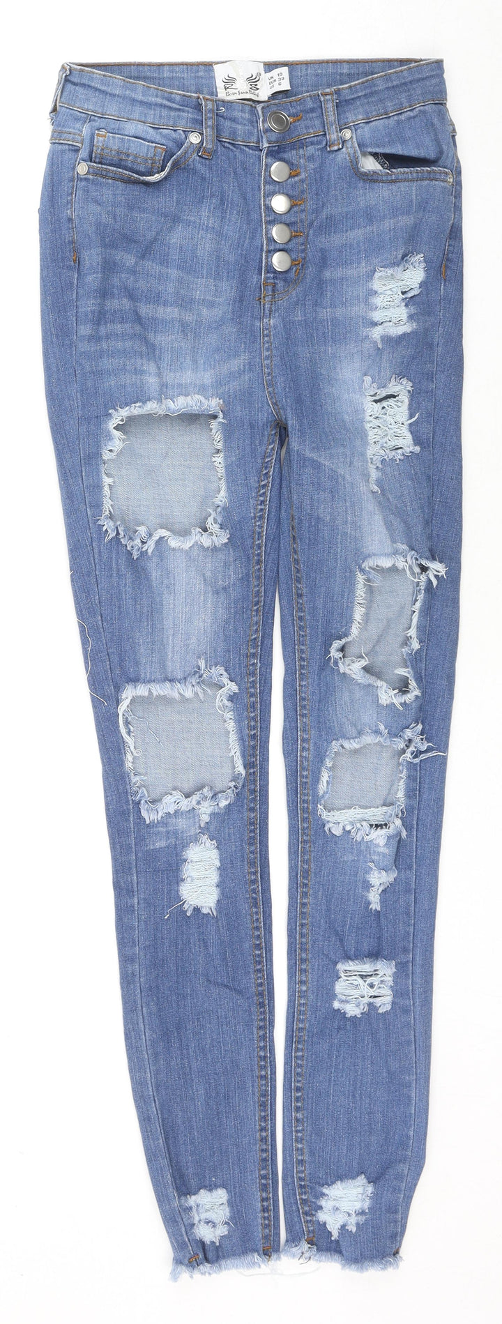 R&S Womens Blue Cotton Skinny Jeans Size 10 L26 in Regular Zip