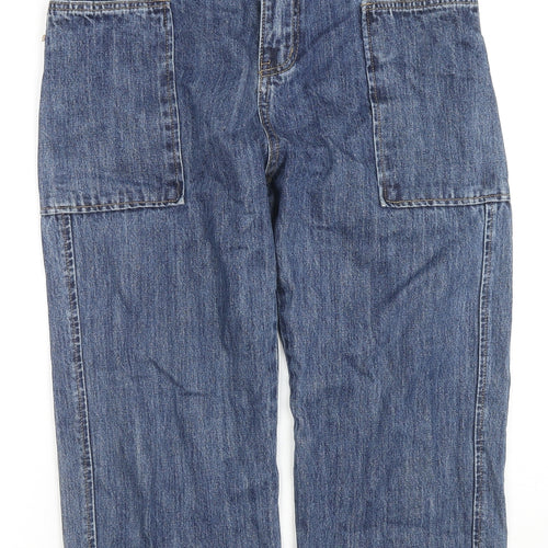 Epic Rare Womens Blue Cotton Cropped Jeans Size XS L21 in Regular Zip - Cargo Style