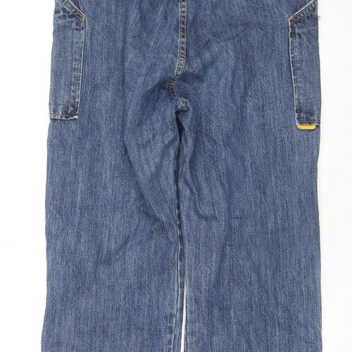 Epic Rare Womens Blue Cotton Cropped Jeans Size XS L21 in Regular Zip - Cargo Style