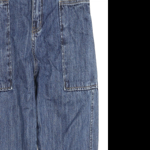 Epic Rare Womens Blue Cotton Cropped Jeans Size XS L21 in Regular Zip - Cargo Style