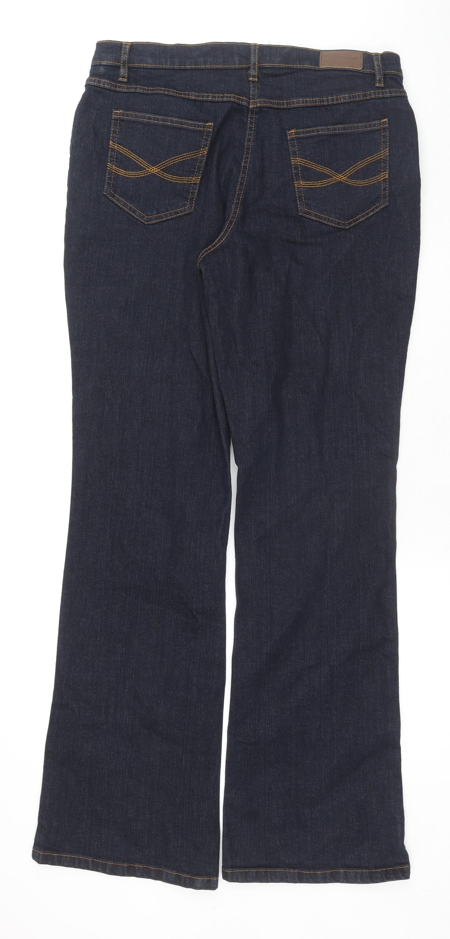 John Baner Womens Blue Cotton Flared Jeans Size 18 L34 in Regular Zip
