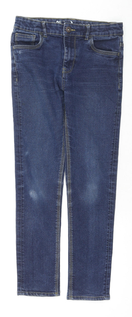 Matalan Girls Blue Cotton Skinny Jeans Size 12 Years L24 in Regular Zip