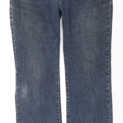 Per Una Womens Blue Cotton Bootcut Jeans Size 12 L27 in Regular Zip