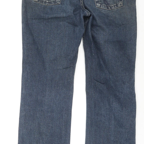 Per Una Womens Blue Cotton Bootcut Jeans Size 12 L27 in Regular Zip