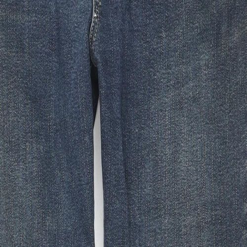 Per Una Womens Blue Cotton Bootcut Jeans Size 12 L27 in Regular Zip