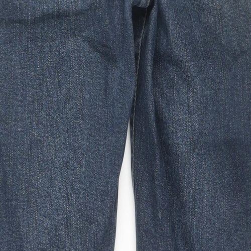 Per Una Womens Blue Cotton Bootcut Jeans Size 12 L27 in Regular Zip