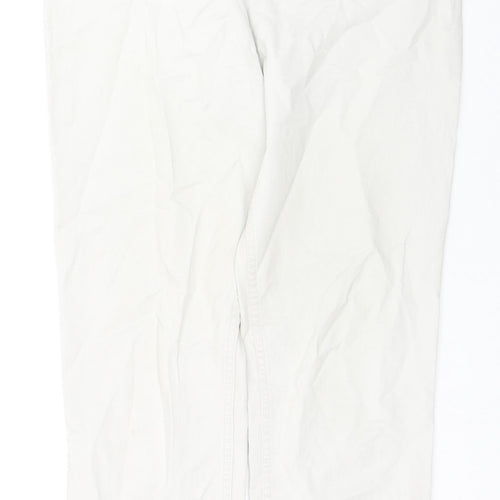Marks and Spencer Womens Ivory Cotton Straight Jeans Size 14 L30 in Regular Zip