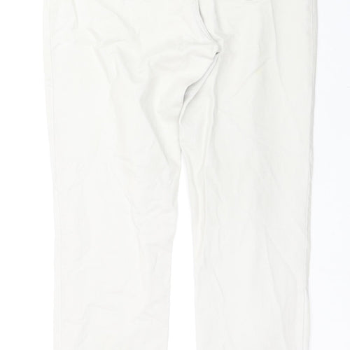 Marks and Spencer Womens Ivory Cotton Straight Jeans Size 14 L30 in Regular Zip