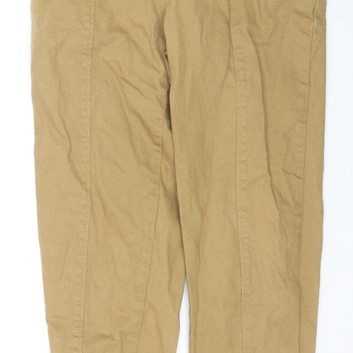Who What Wear Womens Brown Cotton Tapered Jeans Size 28 in L25 in Regular Zip - Button Detail Belted