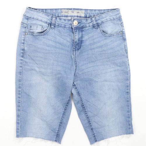 Denim & Co. Womens Blue Cotton Basic Shorts Size 32 L8 in Regular Zip