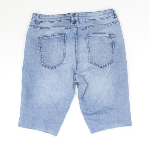 Denim & Co. Womens Blue Cotton Basic Shorts Size 32 L8 in Regular Zip