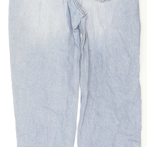 H&M Womens Blue Camouflage Cotton Straight Jeans Size 8 L28 in Regular Zip