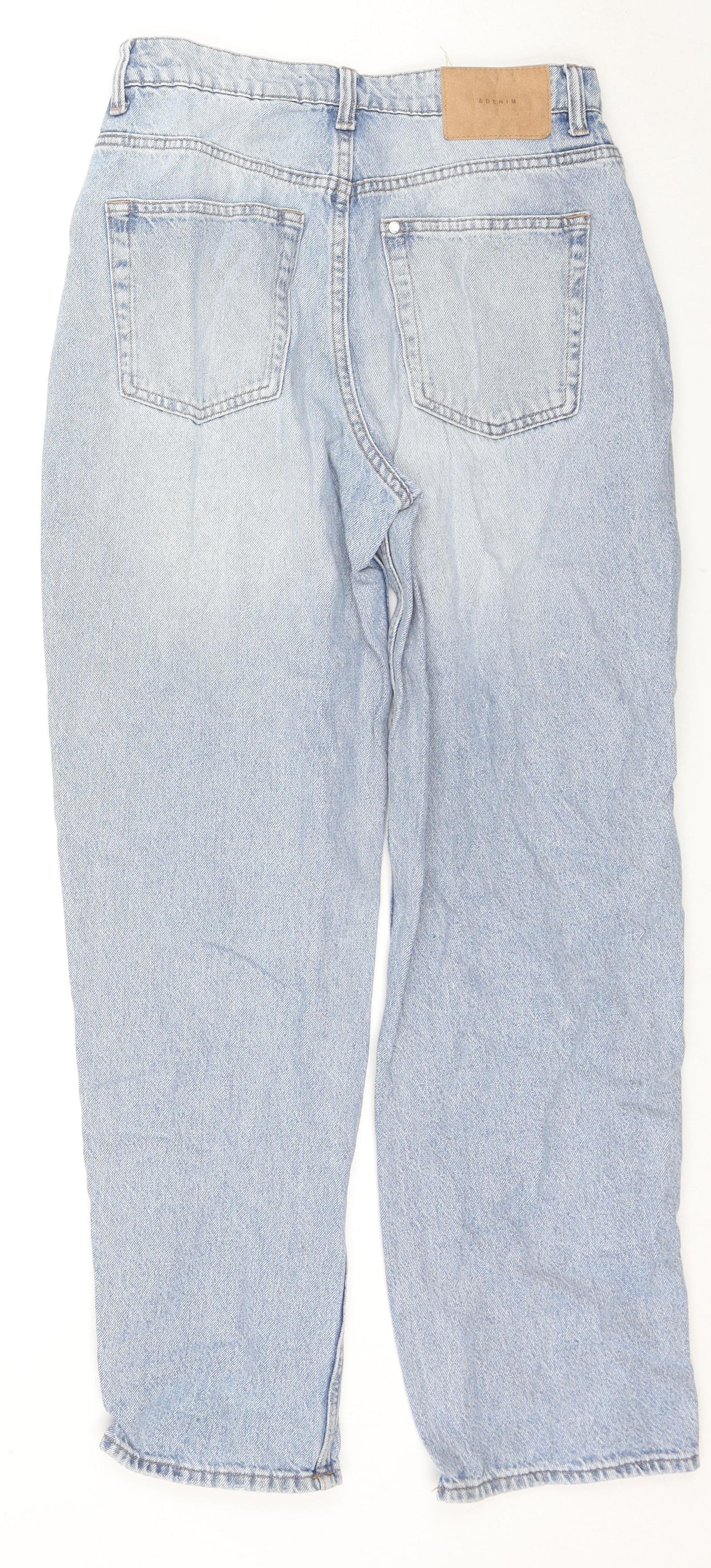 H&M Womens Blue Camouflage Cotton Straight Jeans Size 8 L28 in Regular Zip