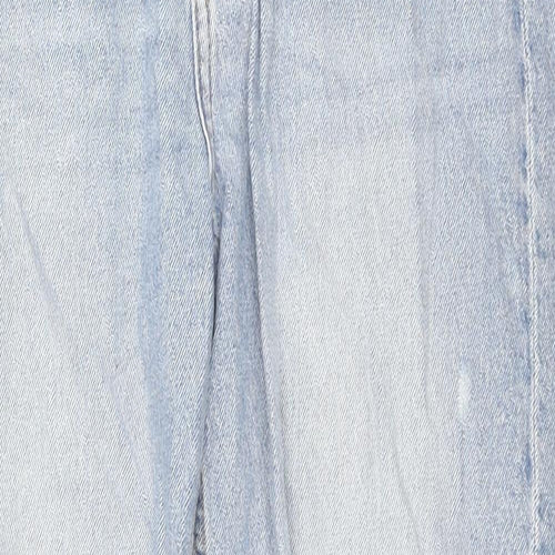 H&M Womens Blue Camouflage Cotton Straight Jeans Size 8 L28 in Regular Zip