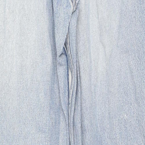 H&M Womens Blue Camouflage Cotton Straight Jeans Size 8 L28 in Regular Zip