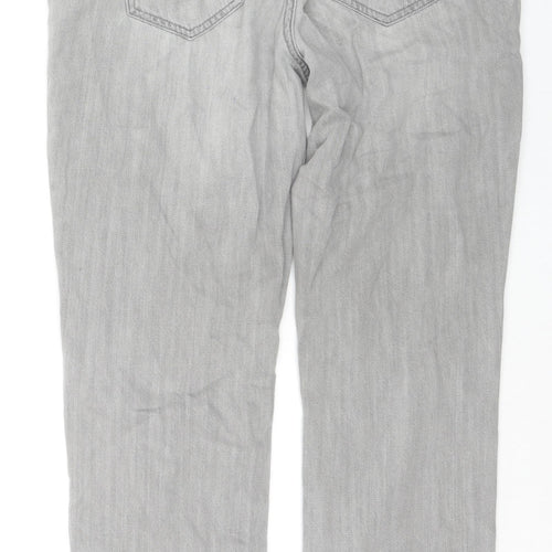 NEXT Womens Grey Cotton Straight Jeans Size 14 L28 in Regular Zip