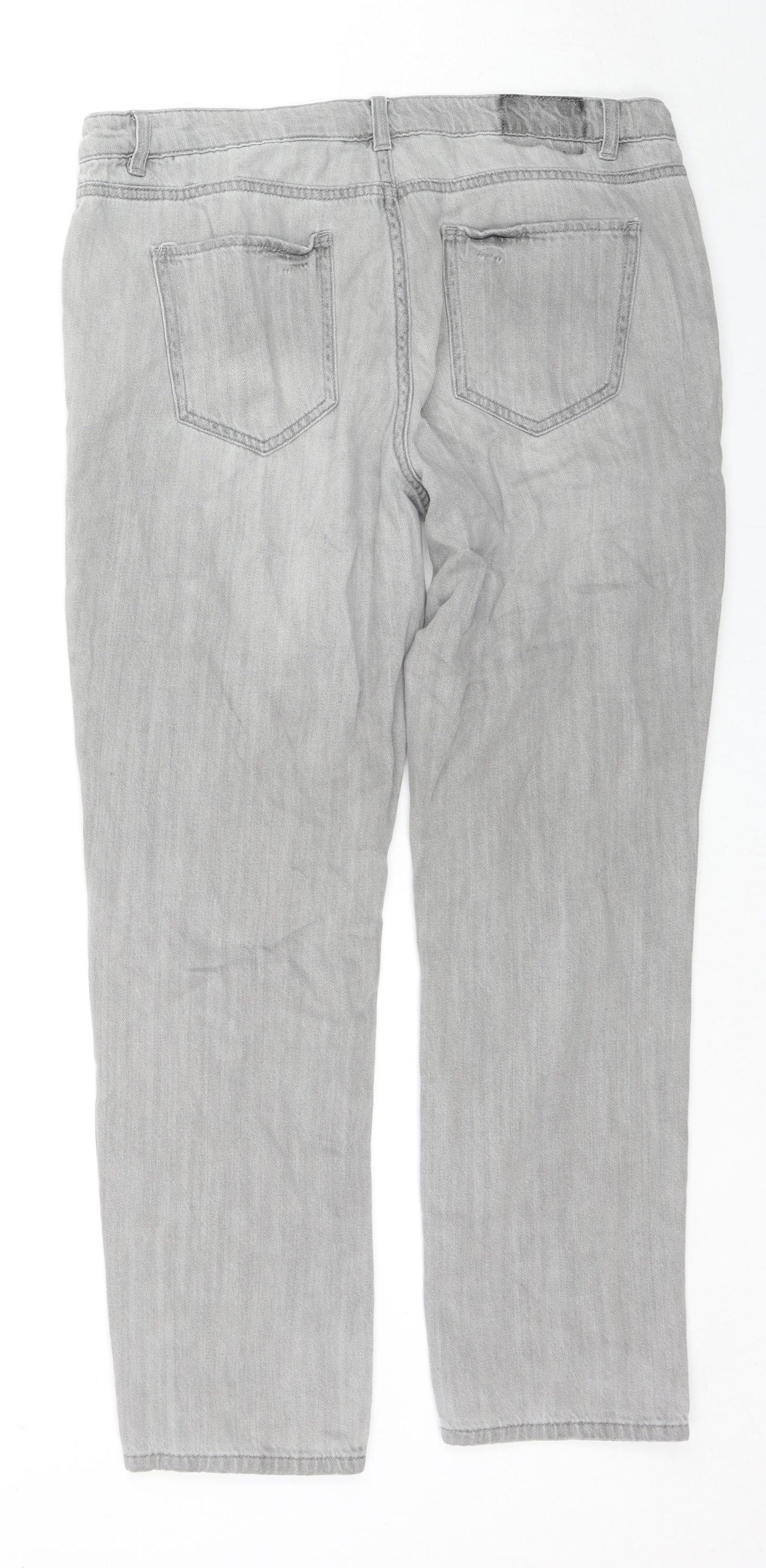 NEXT Womens Grey Cotton Straight Jeans Size 14 L28 in Regular Zip