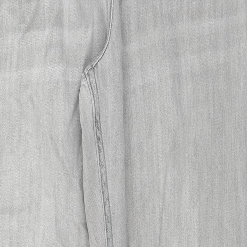 NEXT Womens Grey Cotton Straight Jeans Size 14 L28 in Regular Zip