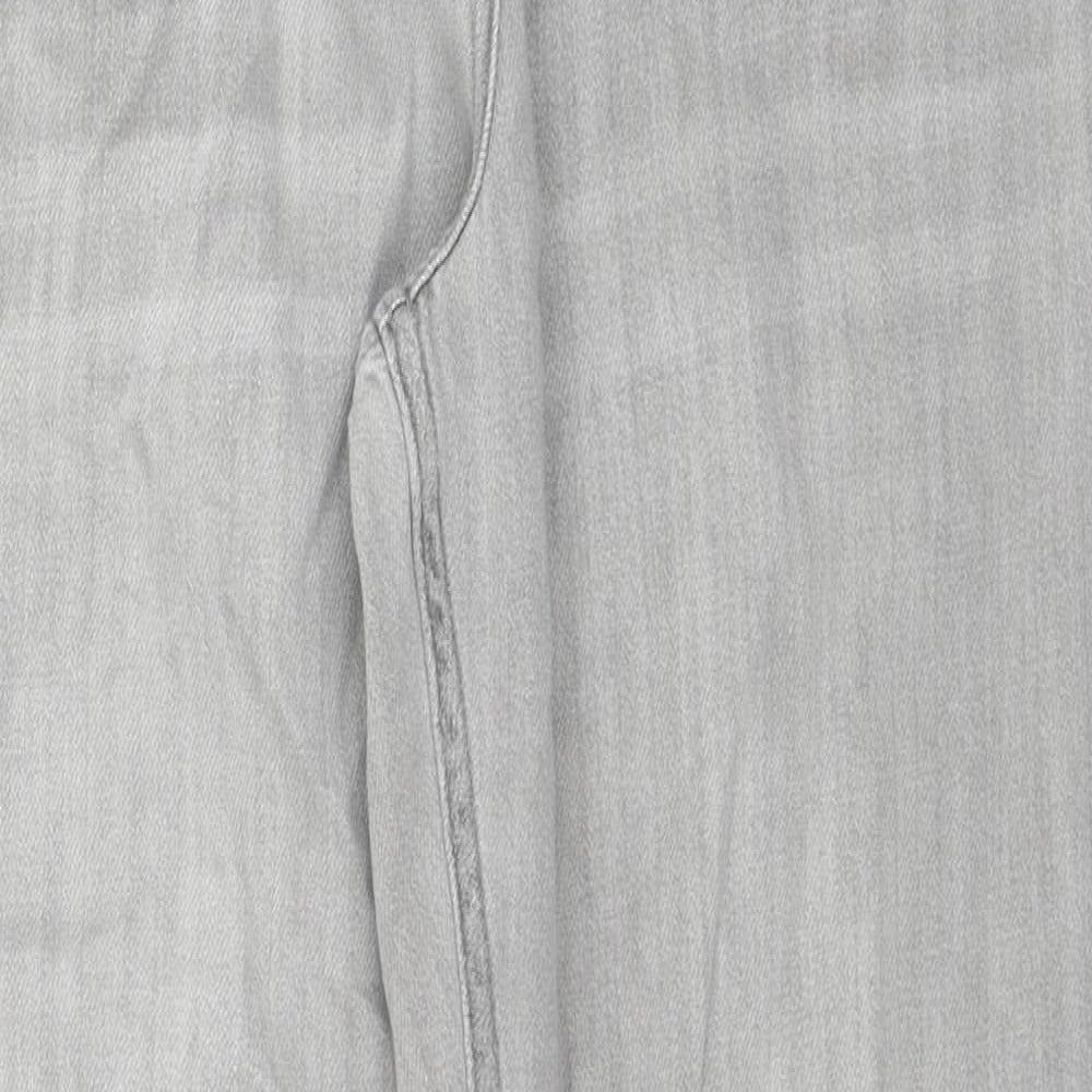 NEXT Womens Grey Cotton Straight Jeans Size 14 L28 in Regular Zip