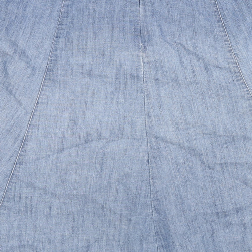 Damart Womens Blue Cotton A-Line Skirt Size 12 Zip