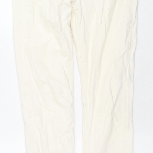 Denim & Co. Womens Ivory Cotton Skinny Jeans Size 10 L32 in Regular Zip - Side Slit(s)
