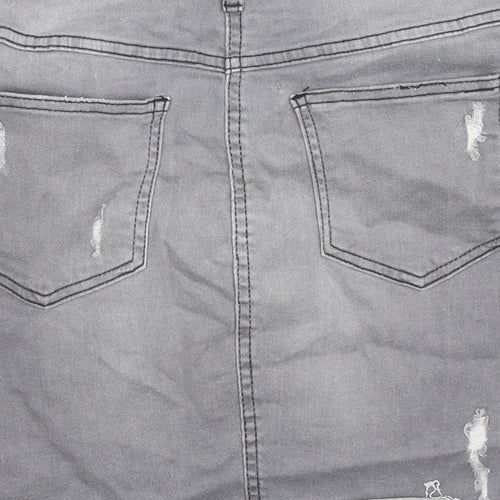 PARISIAN SIGNATURE Womens Grey Cotton Mini Skirt Size 14 Zip - Distressed
