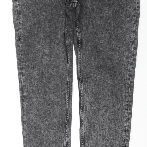 H&M Mens Grey Cotton Straight Jeans Size 30 in L32 in Regular Zip
