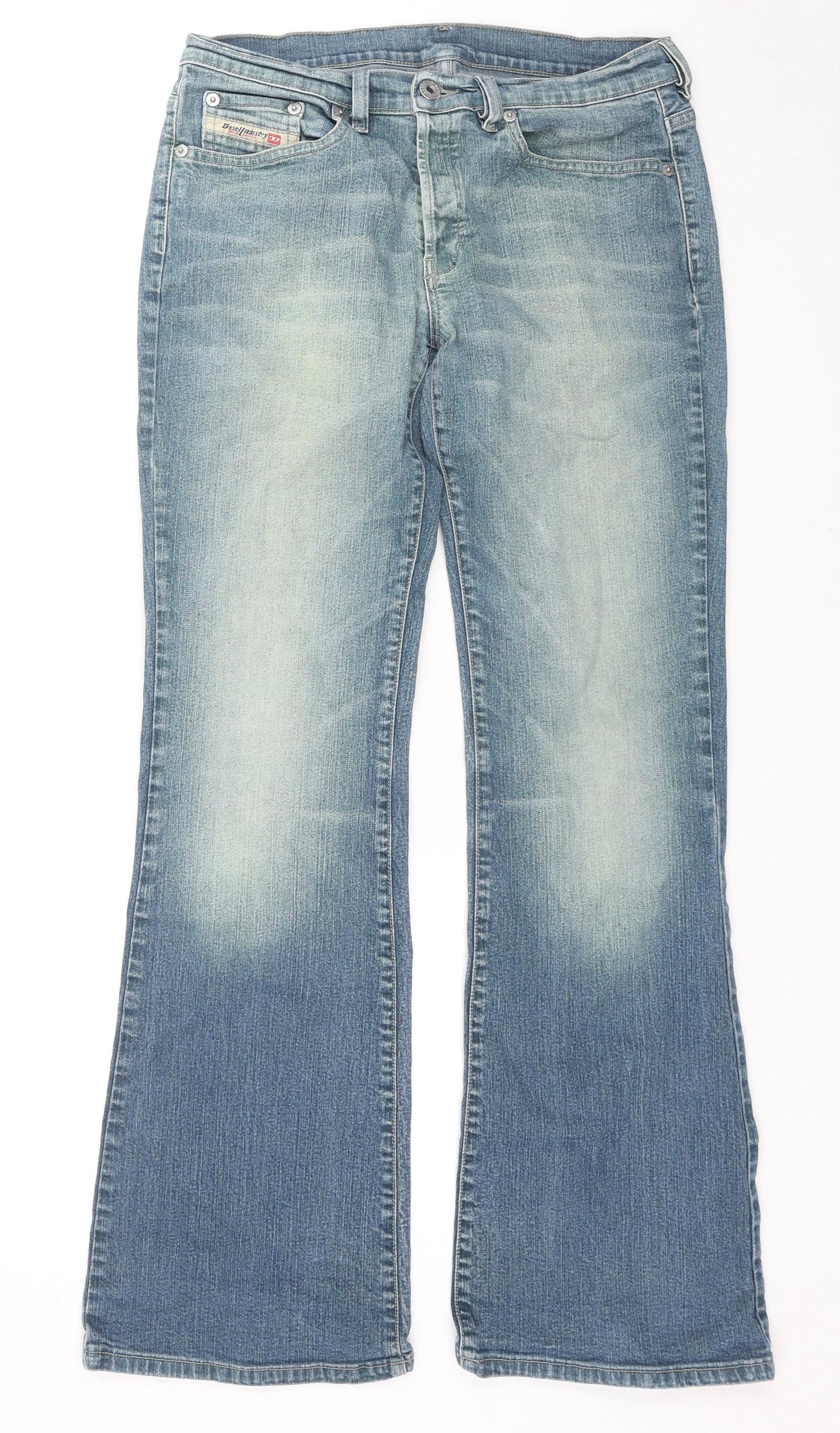 Diesel Womens Blue Cotton Bootcut Jeans Size 32 in L30 in Regular Zip