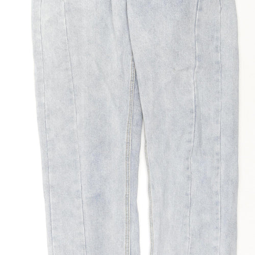 PRETTYLITTLETHING Womens Blue Cotton Mom Jeans Size 4 L32 in Regular Zip