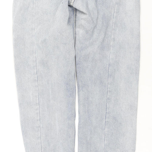 PRETTYLITTLETHING Womens Blue Cotton Mom Jeans Size 4 L32 in Regular Zip