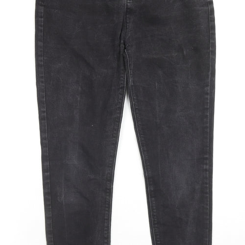 Denim & Co. Girls Black Cotton Skinny Jeans Size 12-13 Years L25 in Regular Zip
