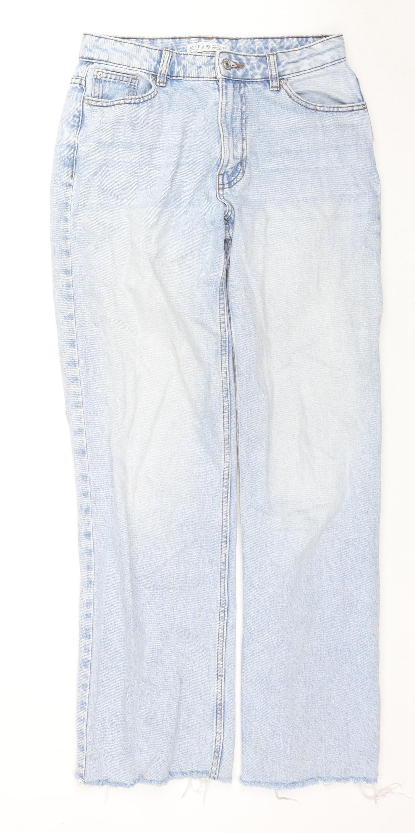 Denim & Co. Womens Blue Cotton Straight Jeans Size 10 L31 in Regular Zip