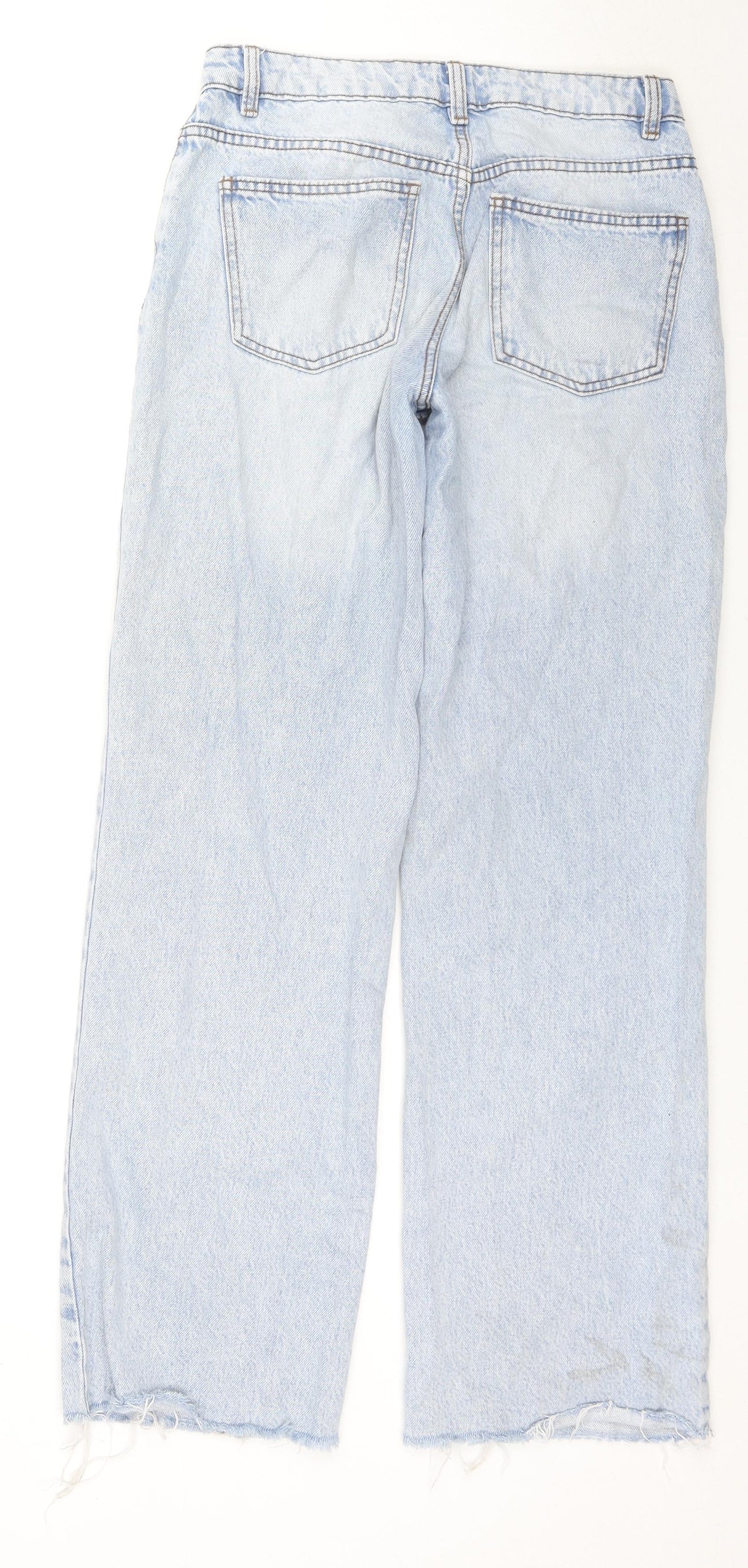 Denim & Co. Womens Blue Cotton Straight Jeans Size 10 L31 in Regular Zip
