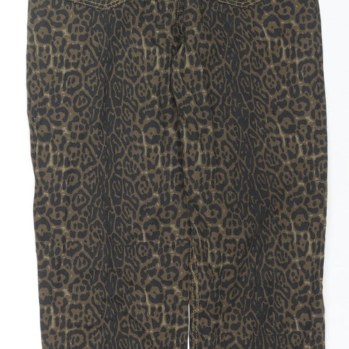 Jeans Womens Brown Animal Print Cotton Bootcut Jeans Size M L27 in Regular Zip