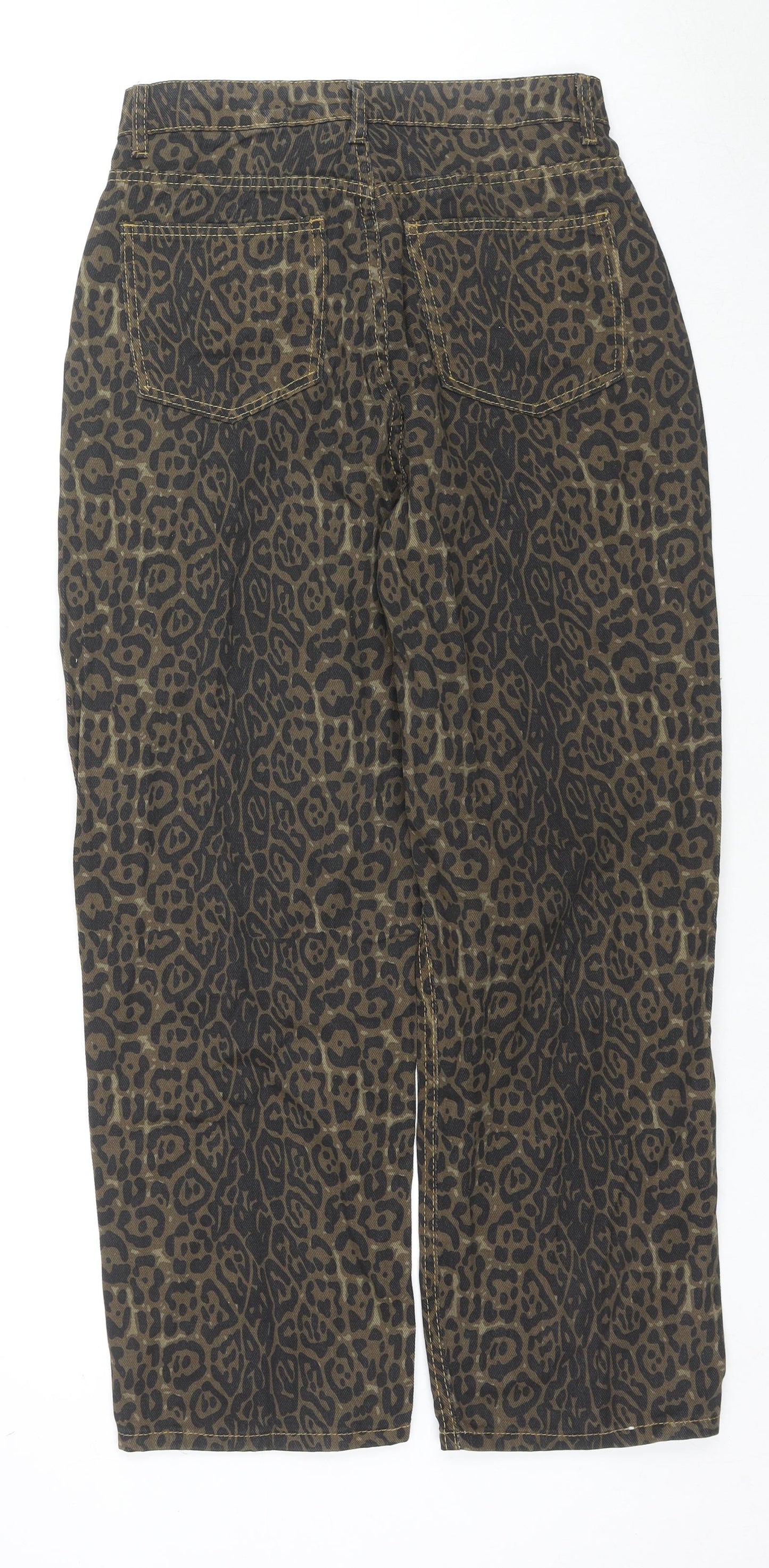 Jeans Womens Brown Animal Print Cotton Bootcut Jeans Size M L27 in Regular Zip