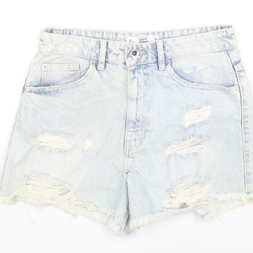 Denim Woman Womens Blue Cotton Hot Pants Shorts Size 10 L4 in Regular Zip