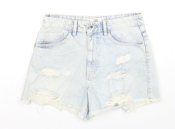 Denim Woman Womens Blue Cotton Hot Pants Shorts Size 10 L4 in Regular Zip