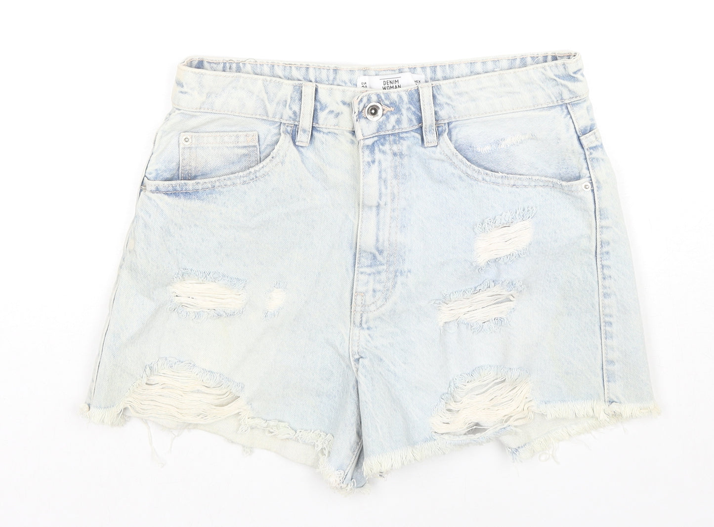 Denim Woman Womens Blue Cotton Hot Pants Shorts Size 10 L4 in Regular Zip