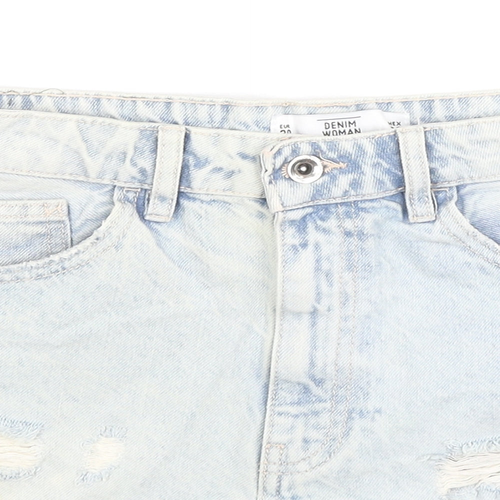 Denim Woman Womens Blue Cotton Hot Pants Shorts Size 10 L4 in Regular Zip