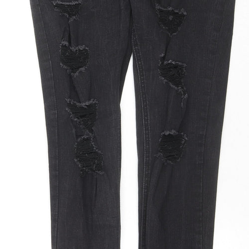 Missguided Womens Black Cotton Skinny Jeans Size 12 L29 in Regular Zip