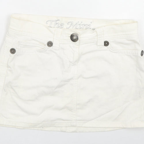 NEXT Womens White Cotton Mini Skirt Size 8 Zip