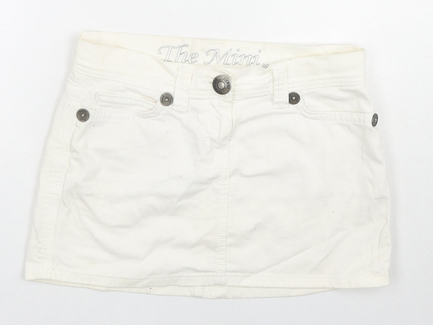 NEXT Womens White Cotton Mini Skirt Size 8 Zip