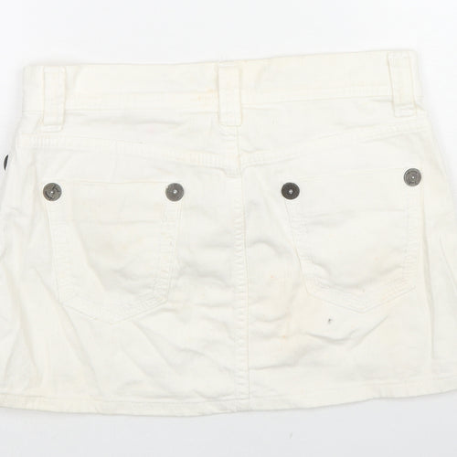 NEXT Womens White Cotton Mini Skirt Size 8 Zip