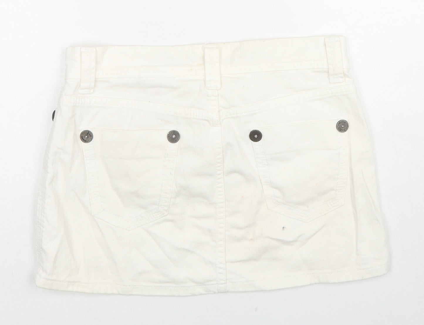 NEXT Womens White Cotton Mini Skirt Size 8 Zip