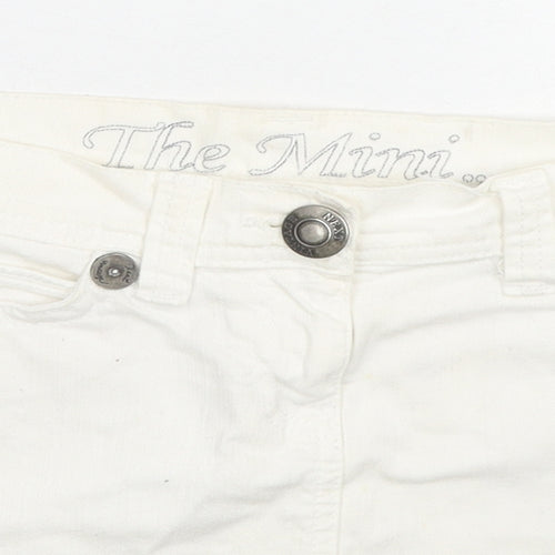 NEXT Womens White Cotton Mini Skirt Size 8 Zip