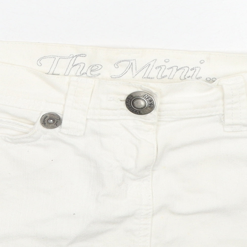 NEXT Womens White Cotton Mini Skirt Size 8 Zip