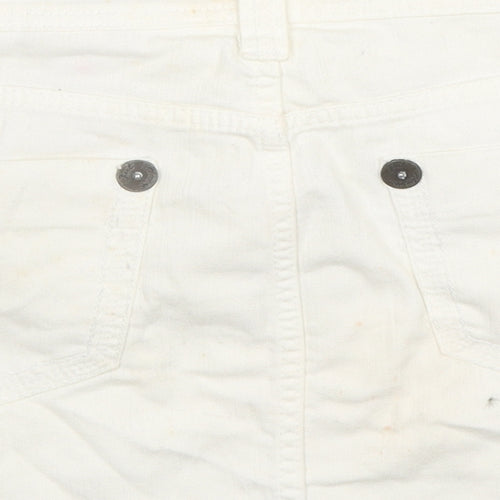 NEXT Womens White Cotton Mini Skirt Size 8 Zip