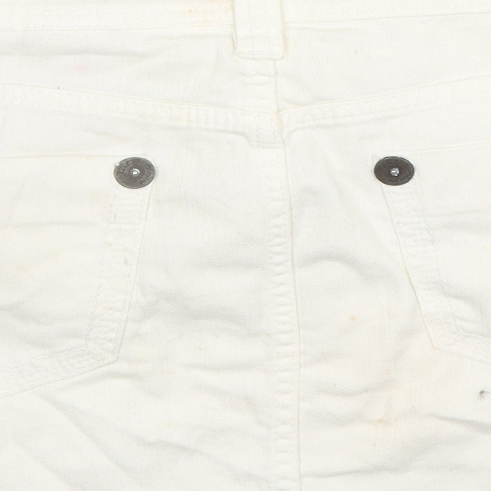 NEXT Womens White Cotton Mini Skirt Size 8 Zip