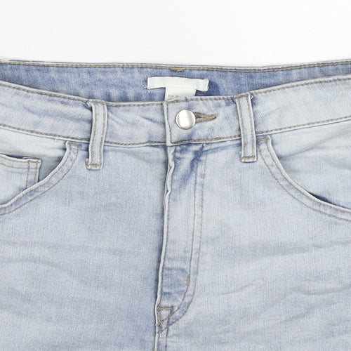 H&M Womens Blue Cotton Basic Shorts Size 8 L3 in Regular Zip